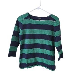 Talbots Textured Striped Bateau Neck Sweater